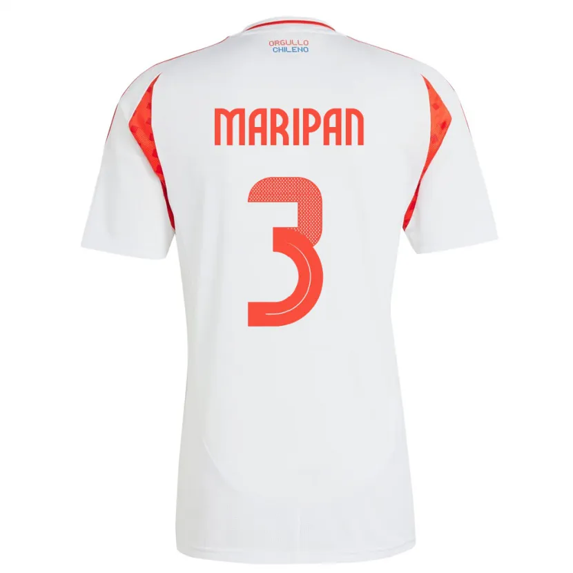 Danxen Män Chile Guillermo Maripán #3 Vit Bortatröja Matchtröjor 24-26 Tröjor T-Tröja