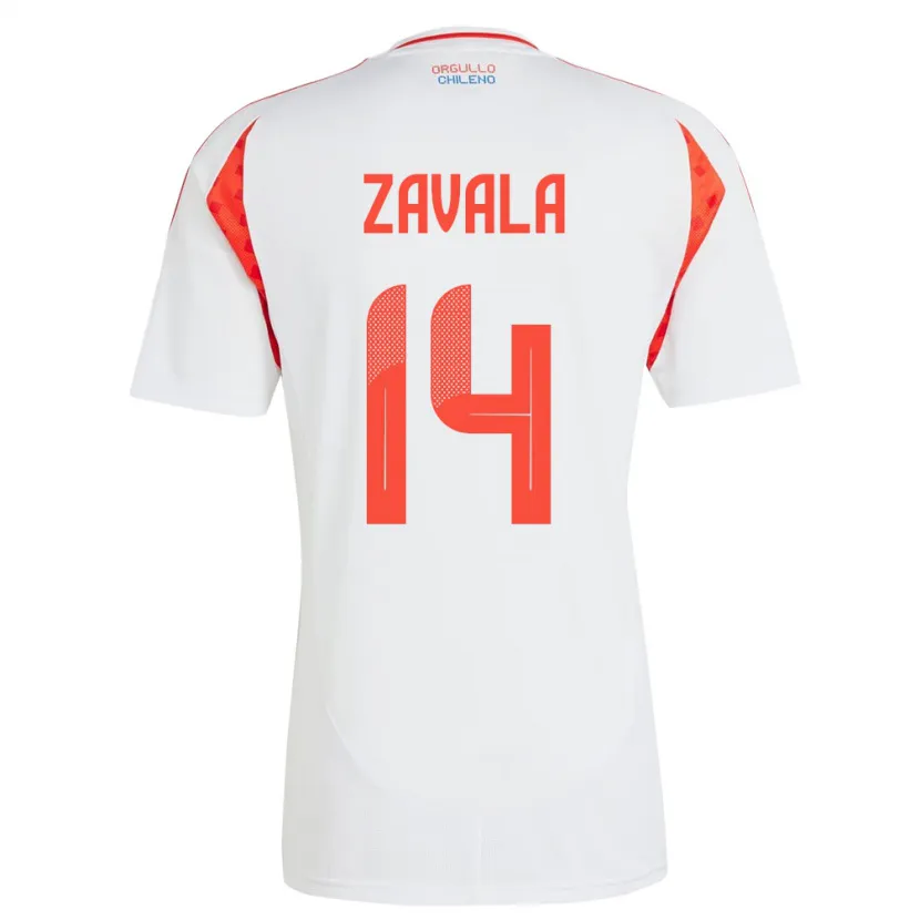 Danxen Män Chile Cristián Zavala #14 Vit Bortatröja Matchtröjor 24-26 Tröjor T-Tröja