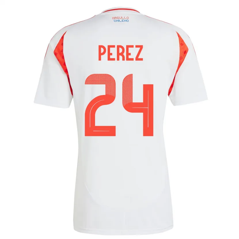 Danxen Män Chile César Pérez #24 Vit Bortatröja Matchtröjor 24-26 Tröjor T-Tröja