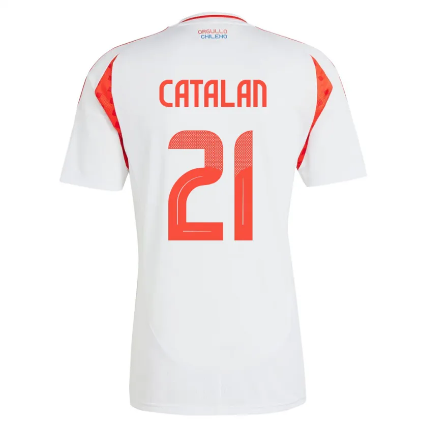 Danxen Män Chile Matías Catalán #21 Vit Bortatröja Matchtröjor 24-26 Tröjor T-Tröja
