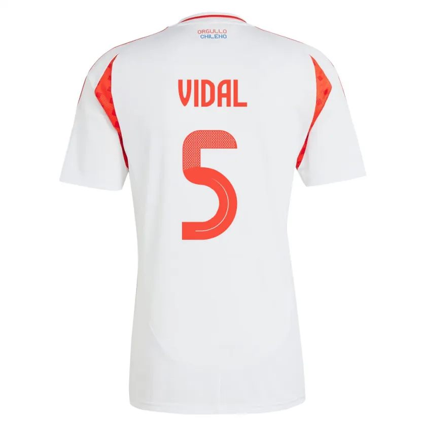Danxen Män Chile Valentín Vidal #5 Vit Bortatröja Matchtröjor 24-26 Tröjor T-Tröja