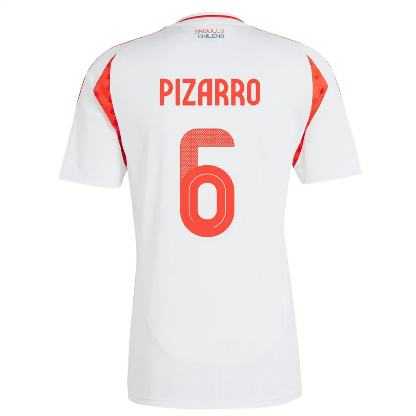 Danxen Män Chile Vicente Pizarro #6 Vit Bortatröja Matchtröjor 24-26 Tröjor T-Tröja