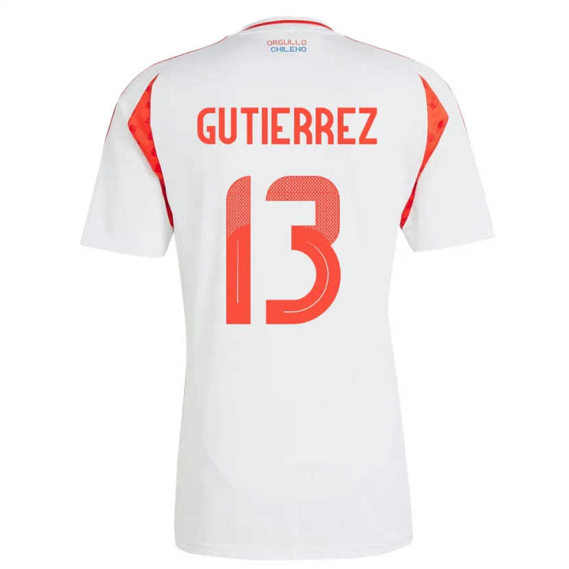 Danxen Män Chile Daniel Gutiérrez #13 Vit Bortatröja Matchtröjor 24-26 Tröjor T-Tröja