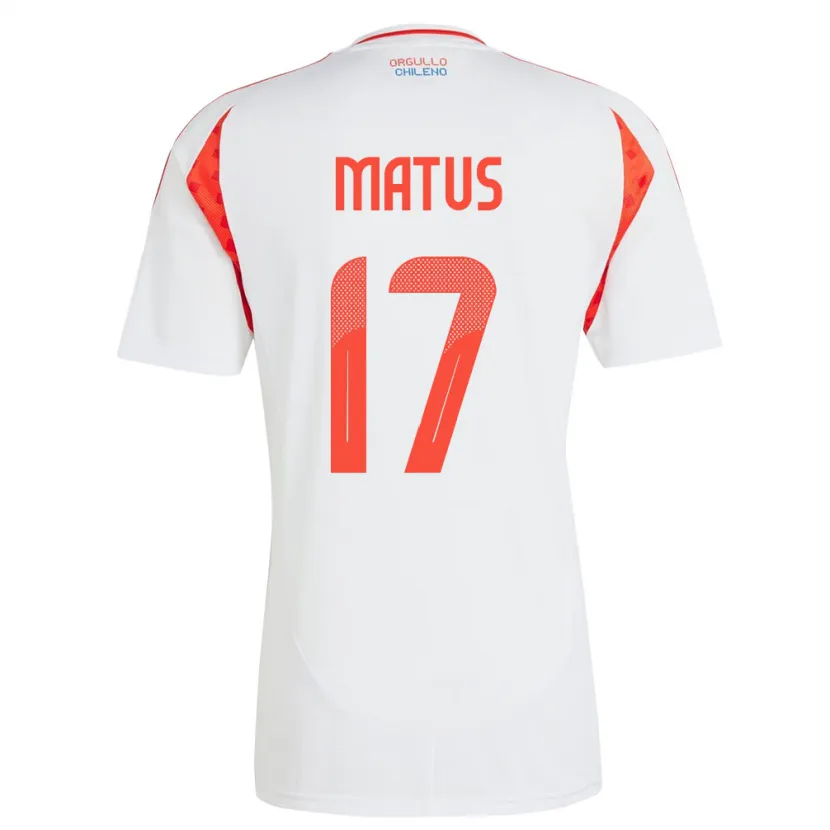 Danxen Män Chile Esteban Matus #17 Vit Bortatröja Matchtröjor 24-26 Tröjor T-Tröja