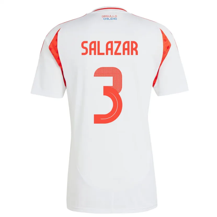 Danxen Män Chile Yahir Salazar #3 Vit Bortatröja Matchtröjor 24-26 Tröjor T-Tröja