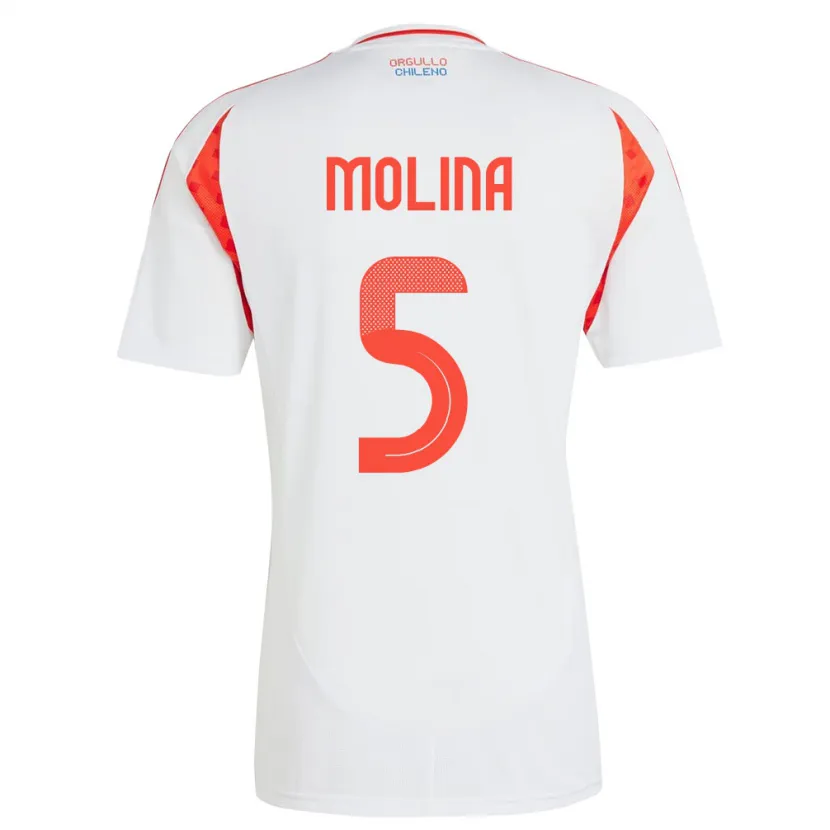 Danxen Män Chile Benjamín Molina #5 Vit Bortatröja Matchtröjor 24-26 Tröjor T-Tröja