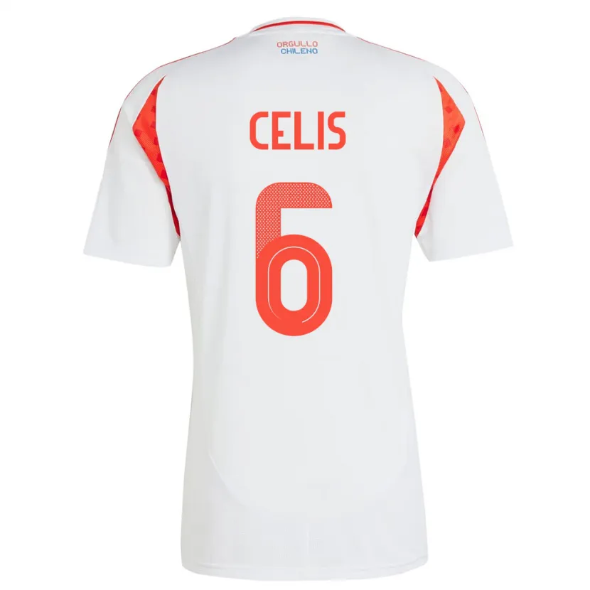 Danxen Män Chile Milovan Celis #6 Vit Bortatröja Matchtröjor 24-26 Tröjor T-Tröja