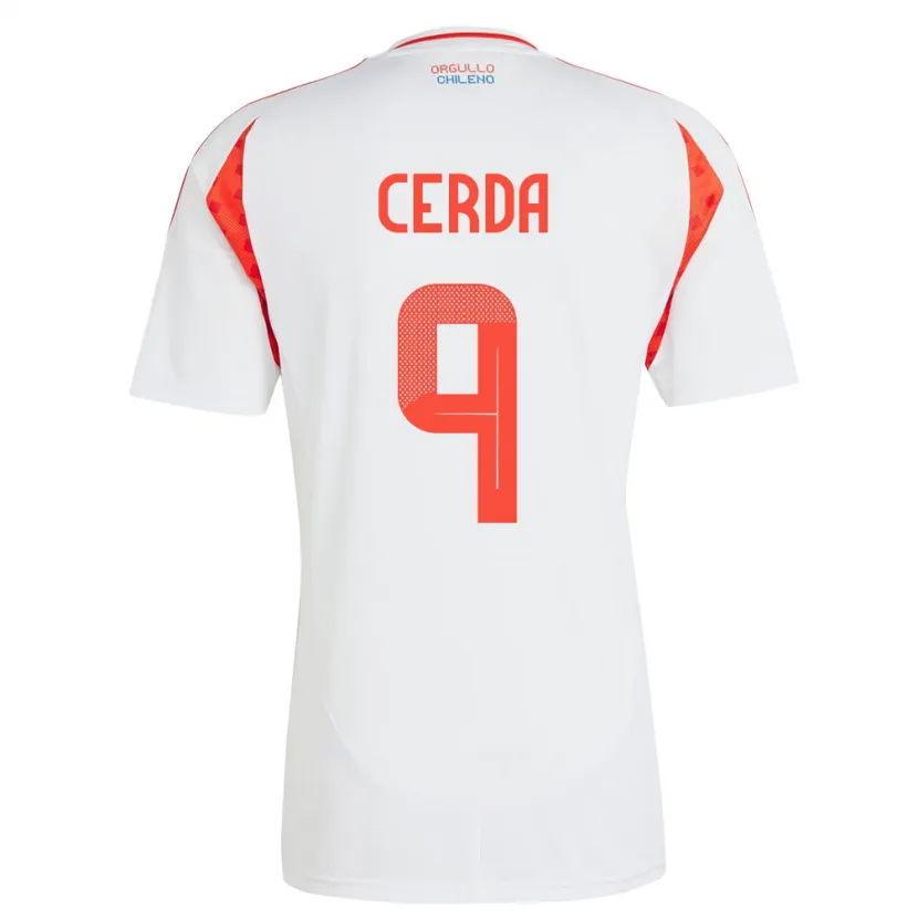 Danxen Män Chile Axel Cerda #9 Vit Bortatröja Matchtröjor 24-26 Tröjor T-Tröja