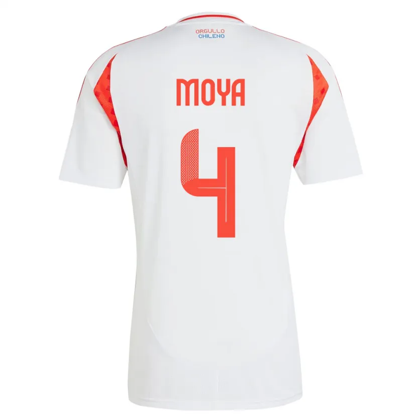 Danxen Män Chile Matías Moya #4 Vit Bortatröja Matchtröjor 24-26 Tröjor T-Tröja
