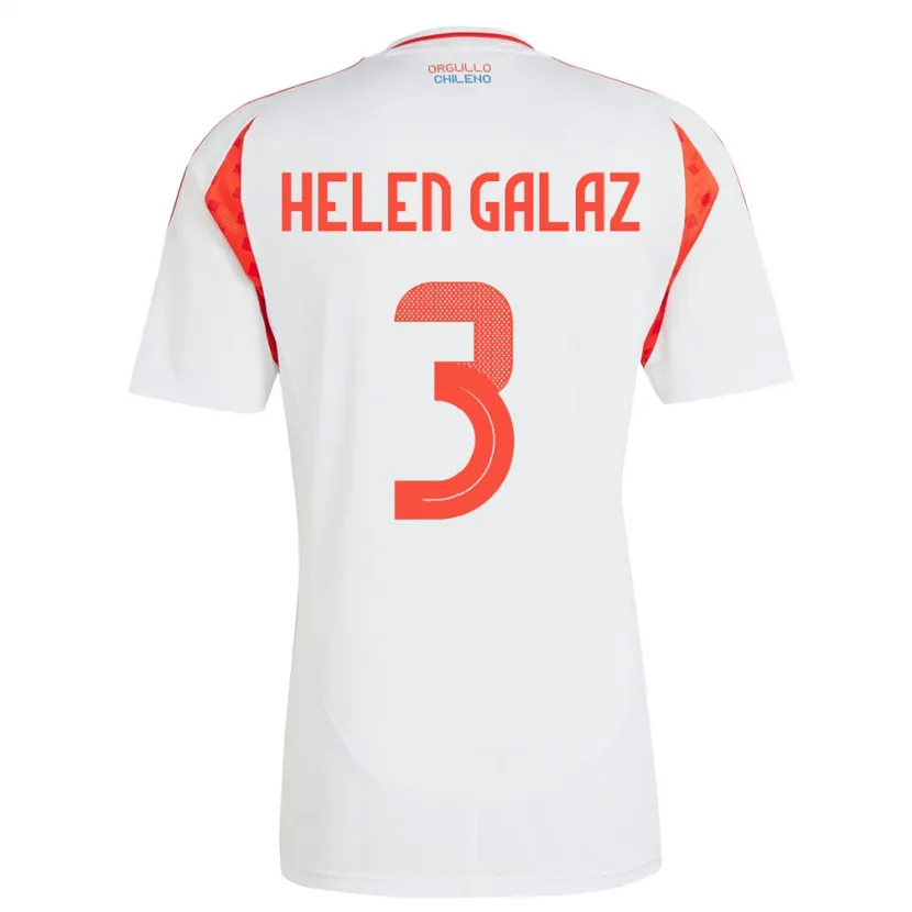 Danxen Män Chile Su Helen Galaz #3 Vit Bortatröja Matchtröjor 24-26 Tröjor T-Tröja