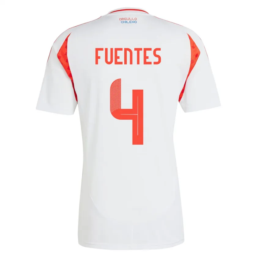 Danxen Män Chile Karen Fuentes #4 Vit Bortatröja Matchtröjor 24-26 Tröjor T-Tröja