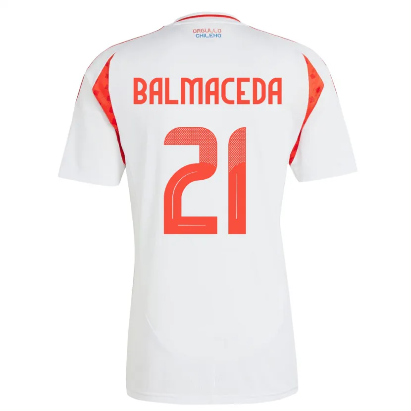 Danxen Män Chile Rosario Balmaceda #21 Vit Bortatröja Matchtröjor 24-26 Tröjor T-Tröja