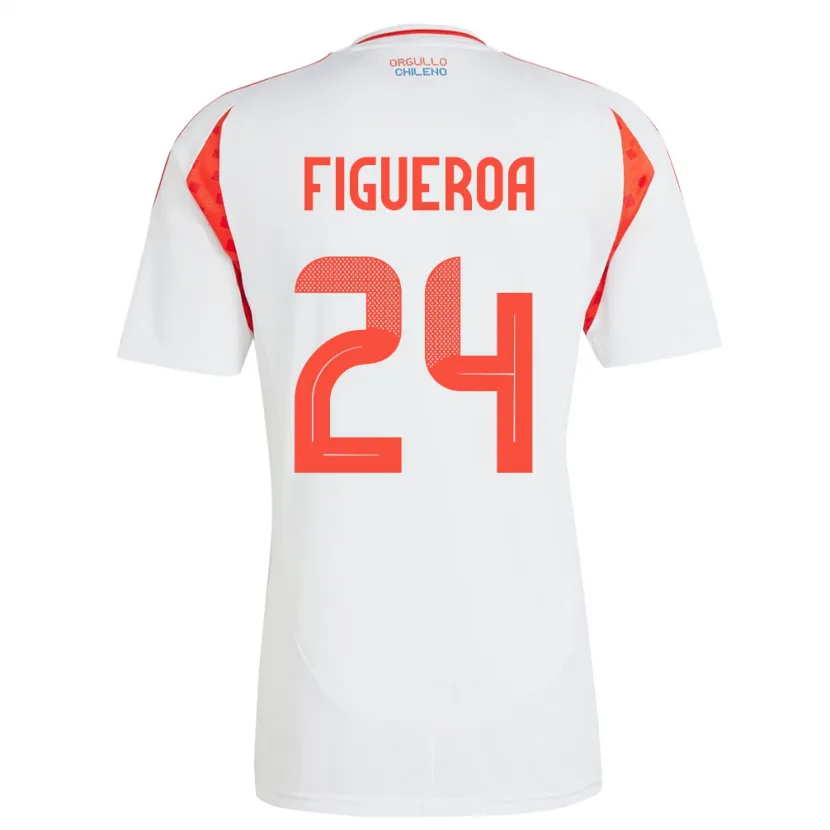 Danxen Män Chile Ámbar Figueroa #24 Vit Bortatröja Matchtröjor 24-26 Tröjor T-Tröja