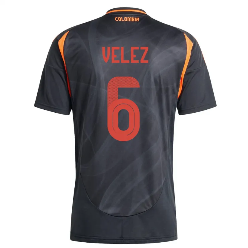 Danxen Män Colombia Jhon Vélez #6 Svart Bortatröja Matchtröjor 24-26 Tröjor T-Tröja