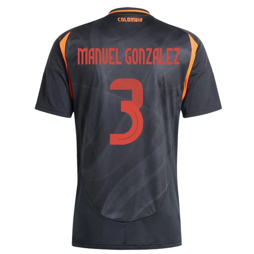Danxen Män Colombia Carlos Manuel González #3 Svart Bortatröja Matchtröjor 24-26 Tröjor T-Tröja