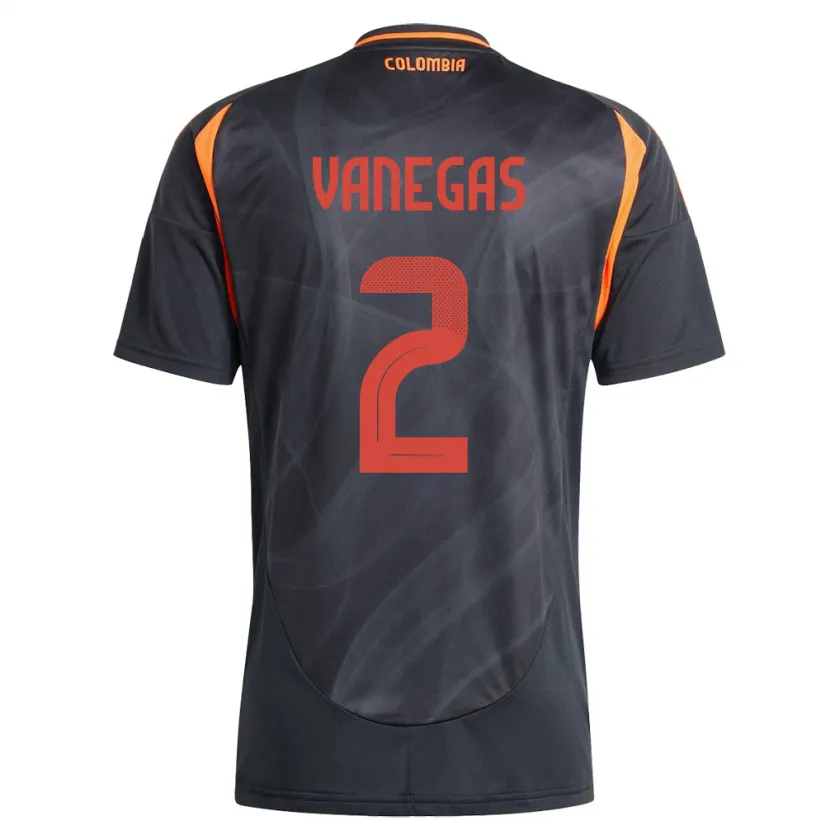 Danxen Män Colombia Manuela Vanegas #2 Svart Bortatröja Matchtröjor 24-26 Tröjor T-Tröja