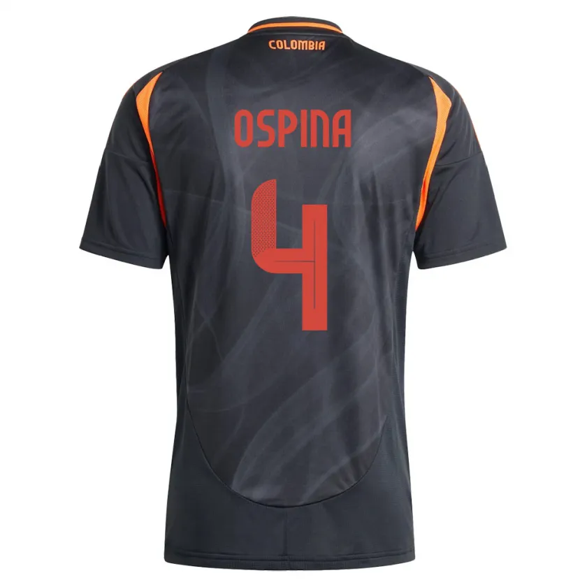 Danxen Män Colombia Diana Ospina #4 Svart Bortatröja Matchtröjor 24-26 Tröjor T-Tröja