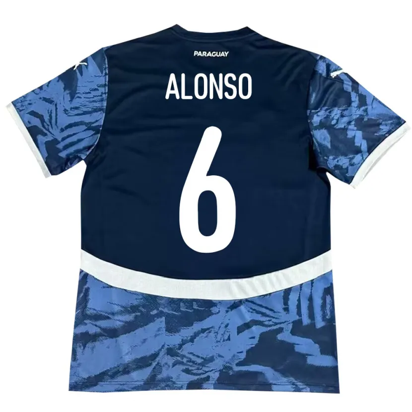 Danxen Män Paraguay Júnior Alonso #6 Blå Bortatröja Matchtröjor 24-26 Tröjor T-Tröja