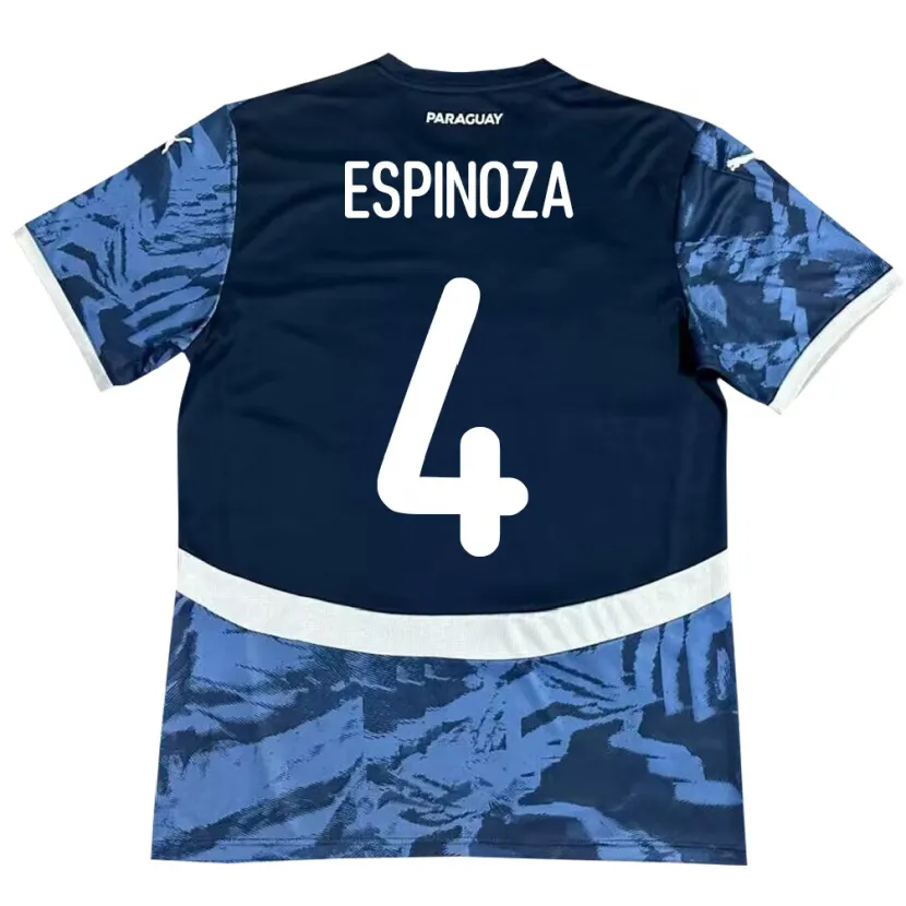 Danxen Män Paraguay Matías Espinoza #4 Blå Bortatröja Matchtröjor 24-26 Tröjor T-Tröja