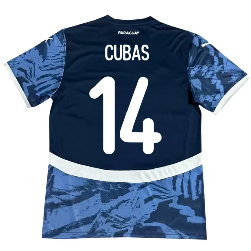 Danxen Män Paraguay Andrés Cubas #14 Blå Bortatröja Matchtröjor 24-26 Tröjor T-Tröja