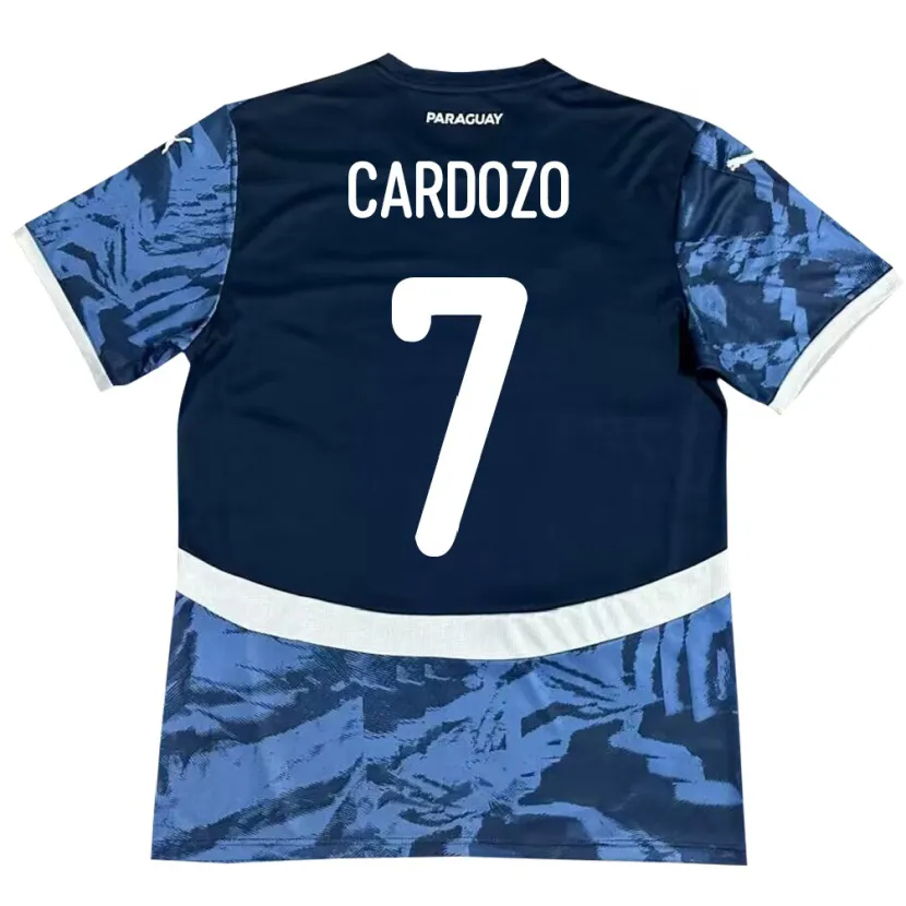Danxen Män Paraguay Fernando Cardozo #7 Blå Bortatröja Matchtröjor 24-26 Tröjor T-Tröja