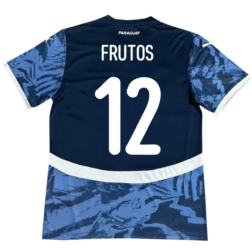 Danxen Män Paraguay Rodrigo Frutos #12 Blå Bortatröja Matchtröjor 24-26 Tröjor T-Tröja