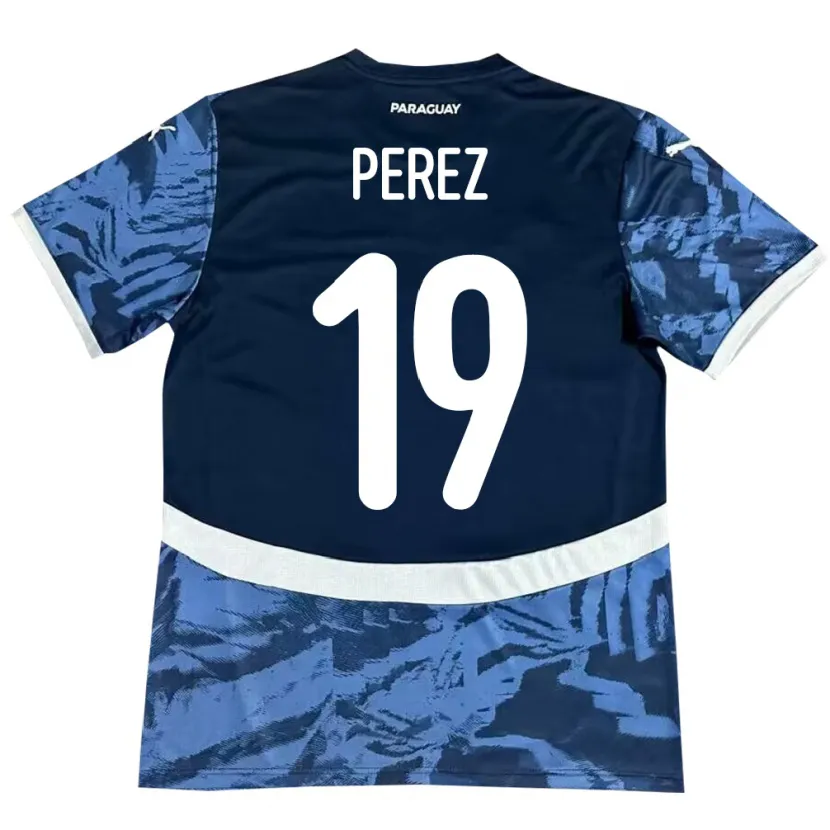 Danxen Män Paraguay Marcelo Pérez #19 Blå Bortatröja Matchtröjor 24-26 Tröjor T-Tröja