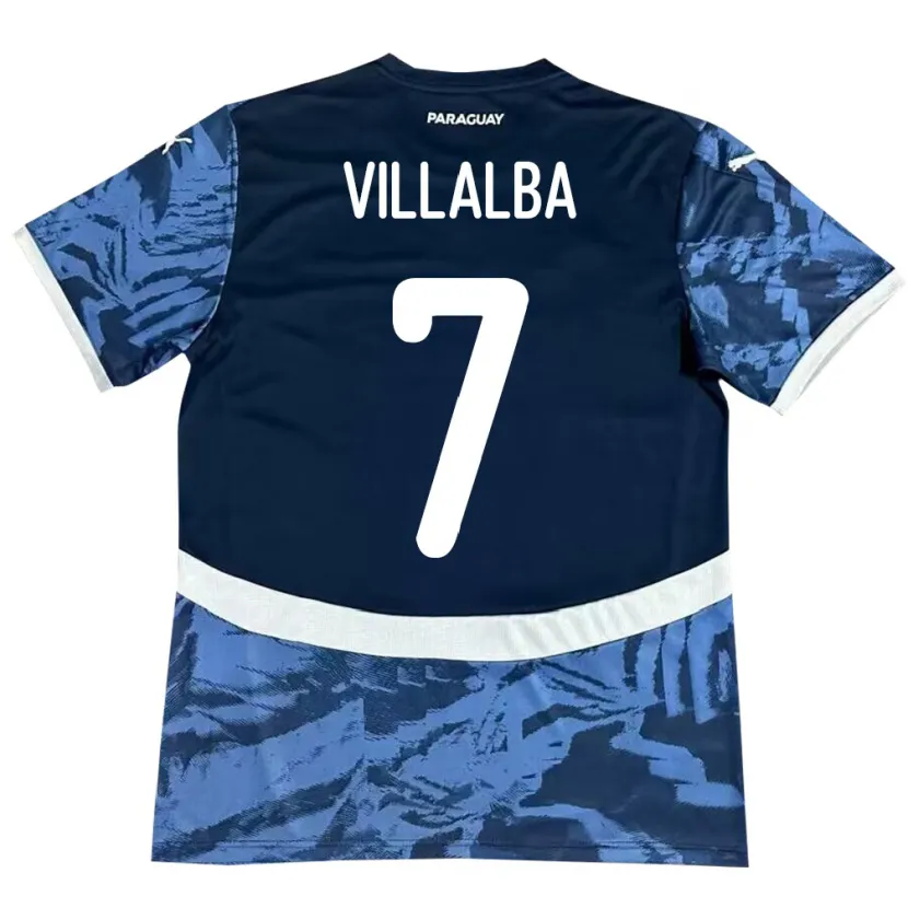 Danxen Män Paraguay Rodrigo Villalba #7 Blå Bortatröja Matchtröjor 24-26 Tröjor T-Tröja