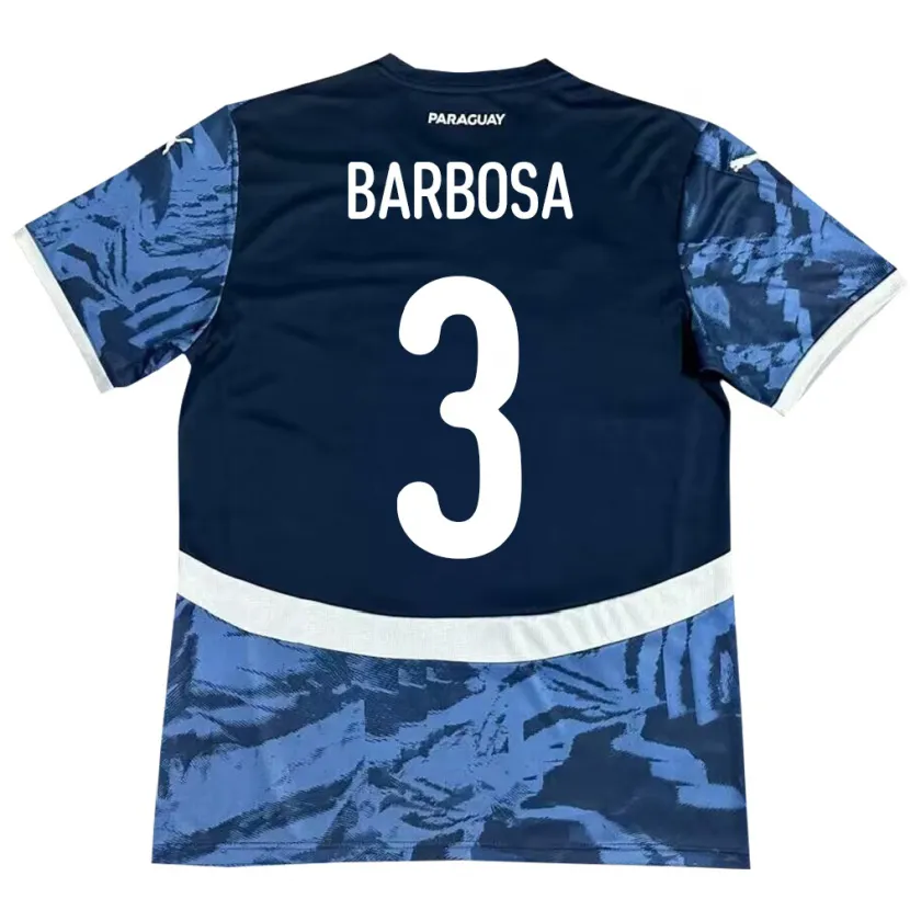 Danxen Män Paraguay Camila Barbosa #3 Blå Bortatröja Matchtröjor 24-26 Tröjor T-Tröja