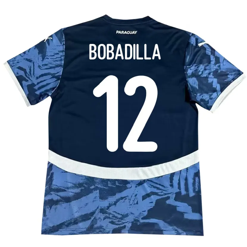 Danxen Män Paraguay Alicia Bobadilla #12 Blå Bortatröja Matchtröjor 24-26 Tröjor T-Tröja
