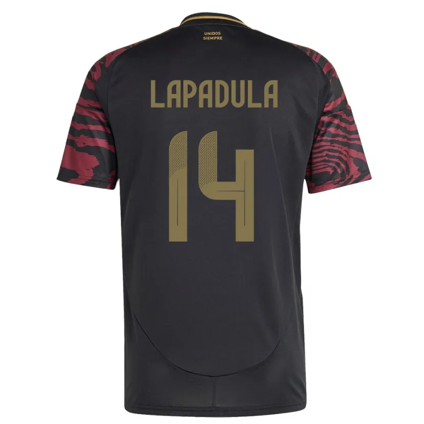 Danxen Män Peru Gianluca Lapadula #14 Svart Bortatröja Matchtröjor 24-26 Tröjor T-Tröja