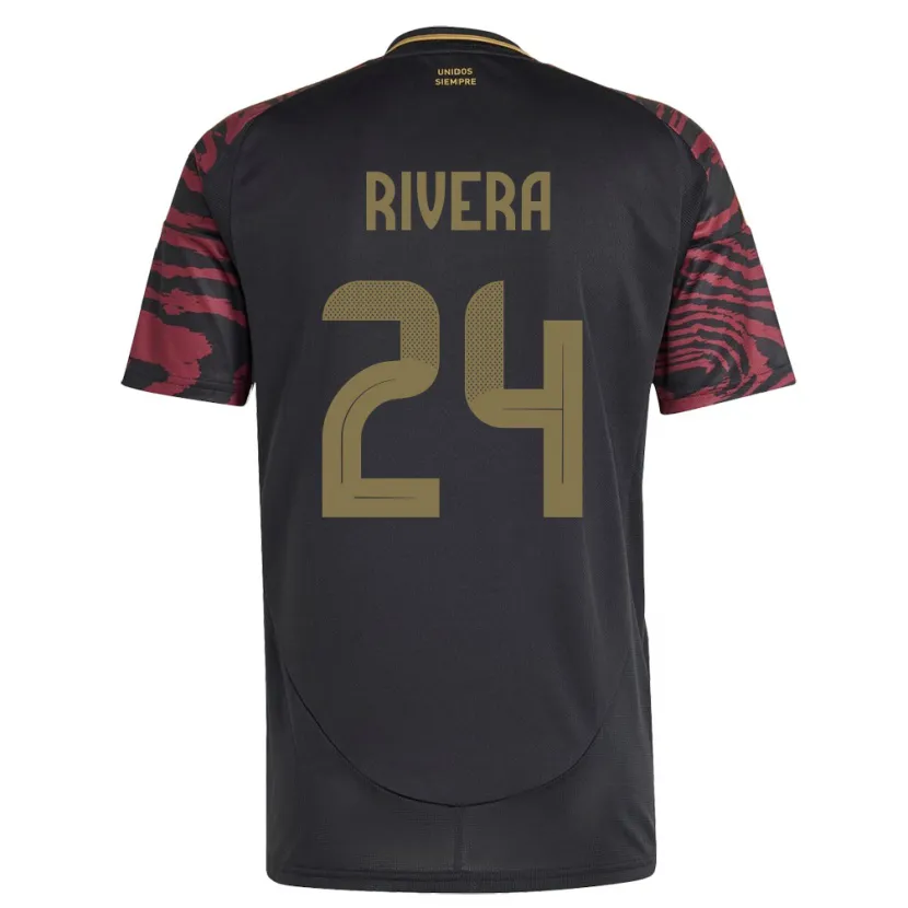 Danxen Män Peru José Rivera #24 Svart Bortatröja Matchtröjor 24-26 Tröjor T-Tröja