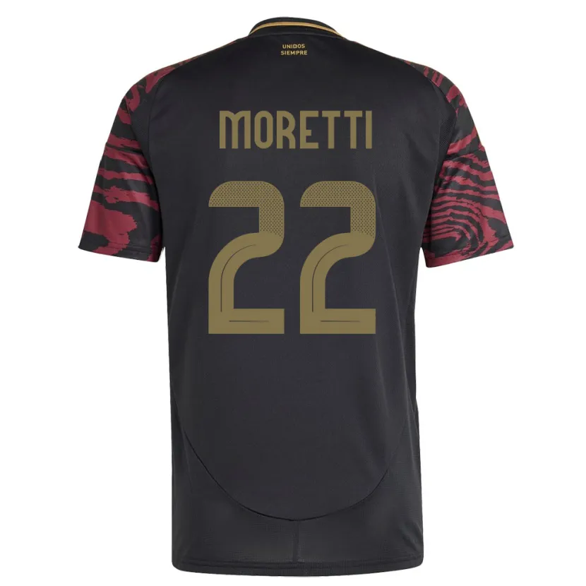 Danxen Män Peru Jair Moretti #22 Svart Bortatröja Matchtröjor 24-26 Tröjor T-Tröja