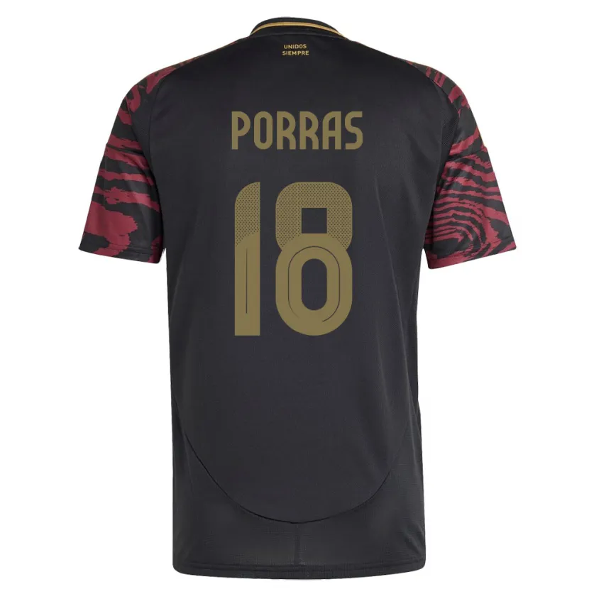 Danxen Män Peru Sashenka Porras #18 Svart Bortatröja Matchtröjor 24-26 Tröjor T-Tröja