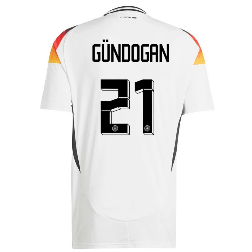 Danxen Kvinnor Tyskland Ilkay Gundogan #21 Vit Hemmatröja Matchtröjor 24-26 Tröjor T-Tröja