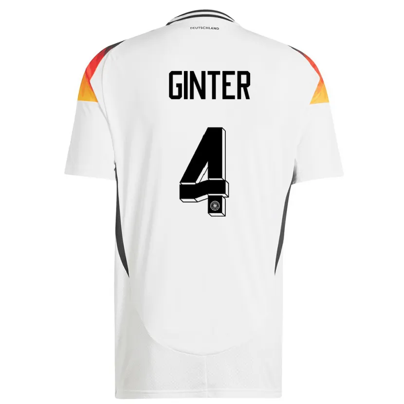 Danxen Kvinnor Tyskland Matthias Ginter #4 Vit Hemmatröja Matchtröjor 24-26 Tröjor T-Tröja