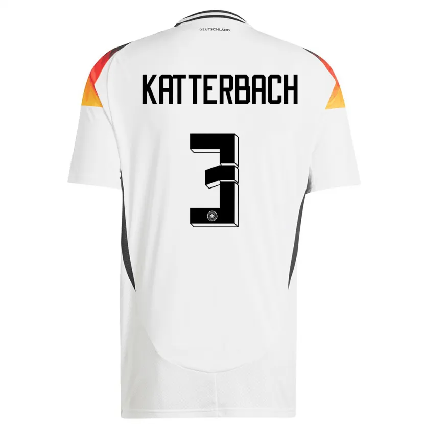 Danxen Kvinnor Tyskland Noah Katterbach #3 Vit Hemmatröja Matchtröjor 24-26 Tröjor T-Tröja