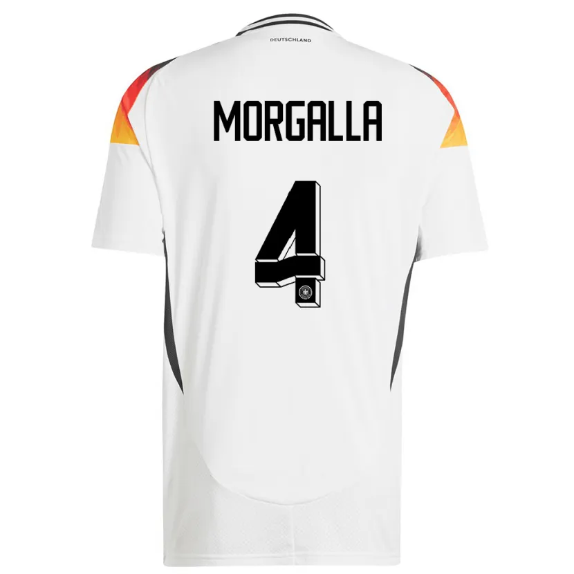 Danxen Kvinnor Tyskland Leandro Morgalla #4 Vit Hemmatröja Matchtröjor 24-26 Tröjor T-Tröja