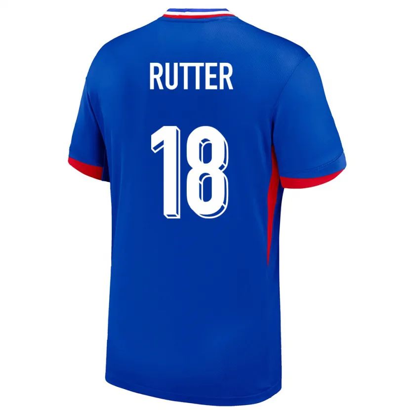 Danxen Kvinnor Frankrike Georginio Rutter #18 Blå Hemmatröja Matchtröjor 24-26 Tröjor T-Tröja