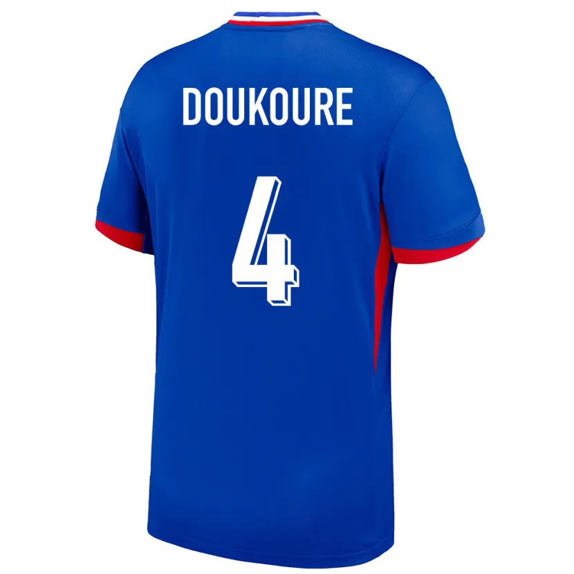Danxen Kvinnor Frankrike Ismael Doukoure #4 Blå Hemmatröja Matchtröjor 24-26 Tröjor T-Tröja
