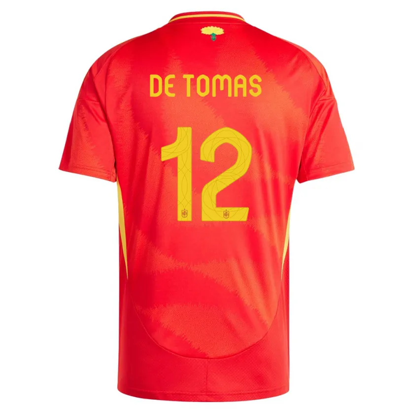 Danxen Kvinnor Spanien Raul De Tomas #12 Röd Hemmatröja Matchtröjor 24-26 Tröjor T-Tröja