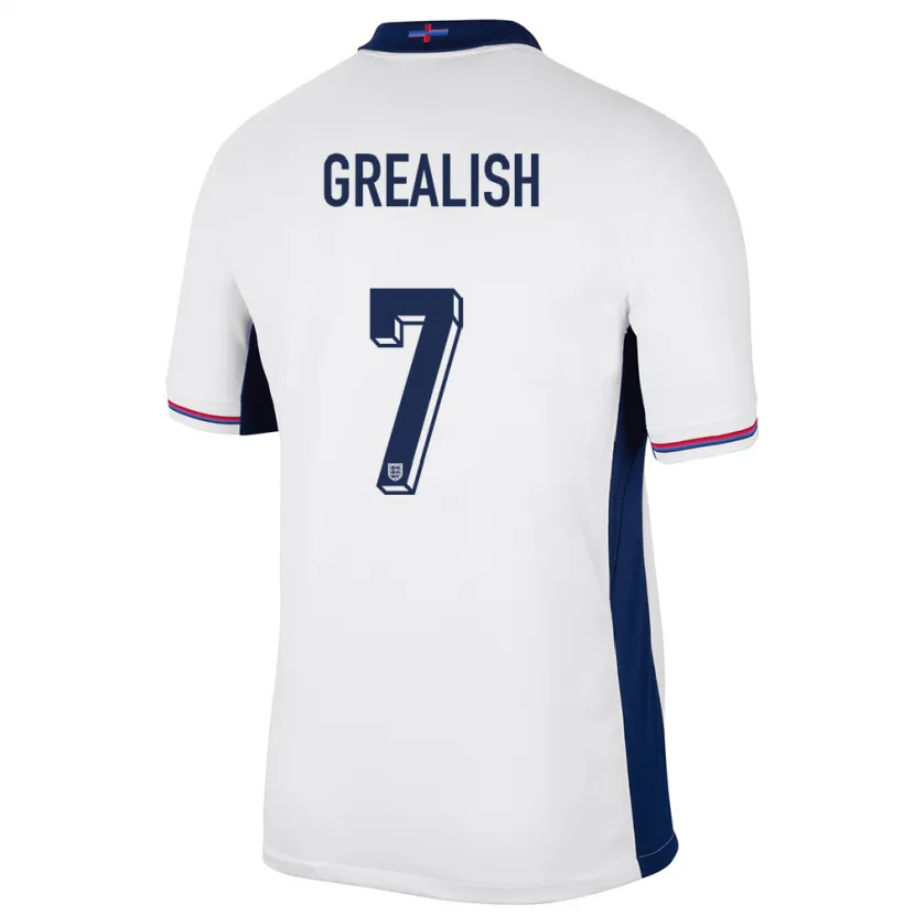 Danxen Kvinnor England Jack Grealish #7 Vit Hemmatröja Matchtröjor 24-26 Tröjor T-Tröja