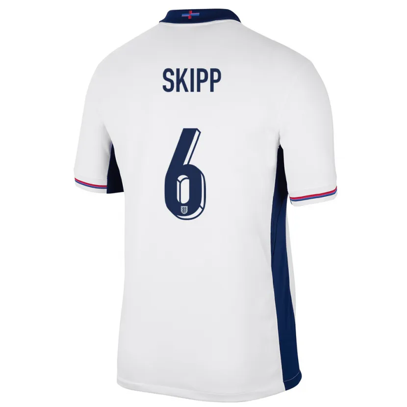 Danxen Kvinnor England Oliver Skipp #6 Vit Hemmatröja Matchtröjor 24-26 Tröjor T-Tröja