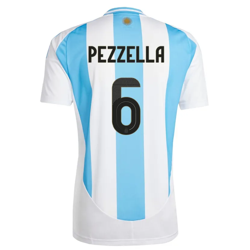 Danxen Kvinnor Argentina German Pezzella #6 Vit Blå Hemmatröja Matchtröjor 24-26 Tröjor T-Tröja