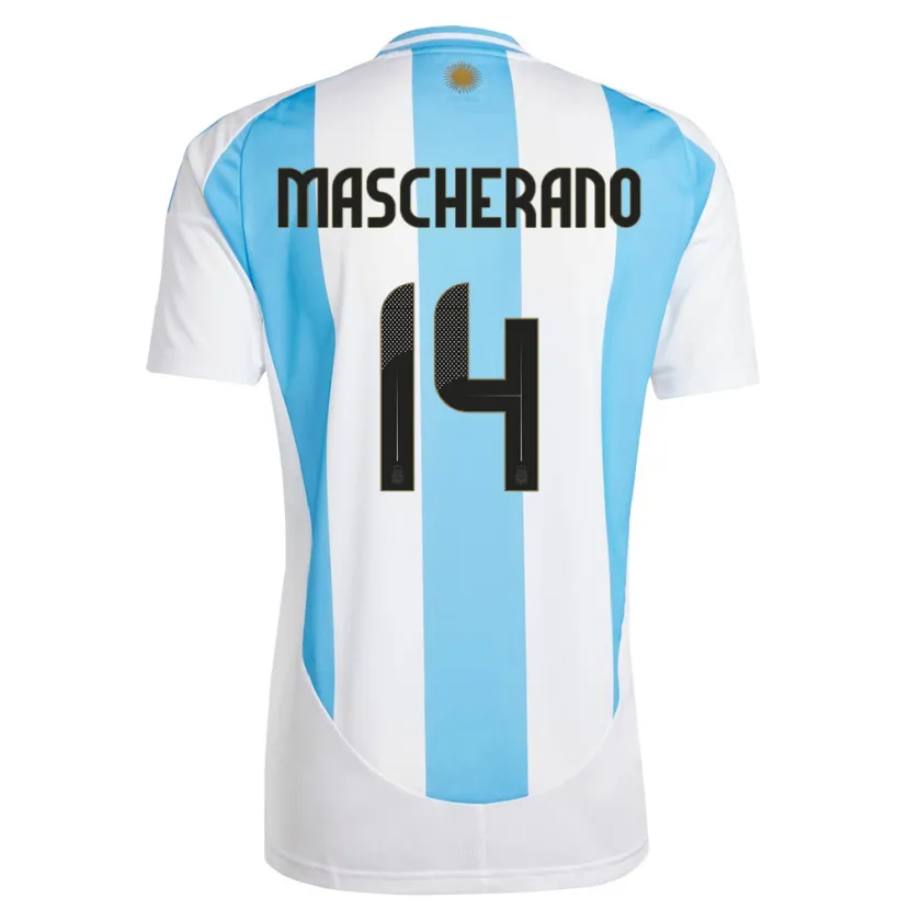 Danxen Kvinnor Argentina Javier Mascherano #14 Vit Blå Hemmatröja Matchtröjor 24-26 Tröjor T-Tröja