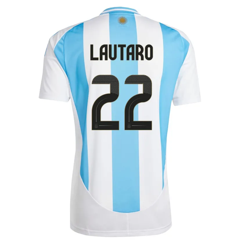 Danxen Kvinnor Argentina Lautaro Martinez #22 Vit Blå Hemmatröja Matchtröjor 24-26 Tröjor T-Tröja