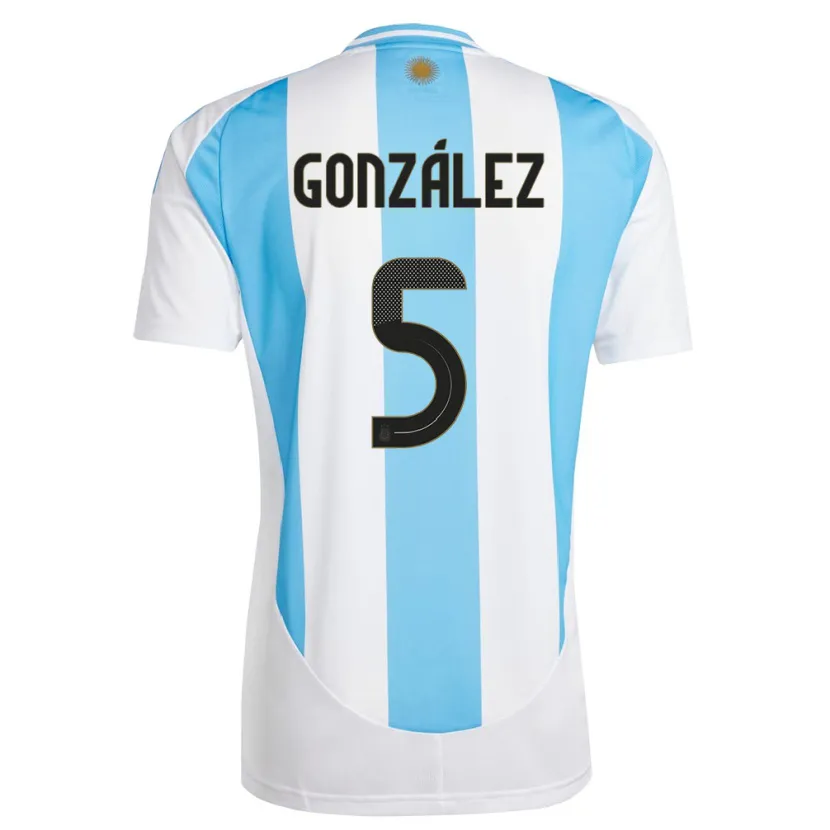 Danxen Kvinnor Argentina Maximiliano Gonzalez #5 Vit Blå Hemmatröja Matchtröjor 24-26 Tröjor T-Tröja