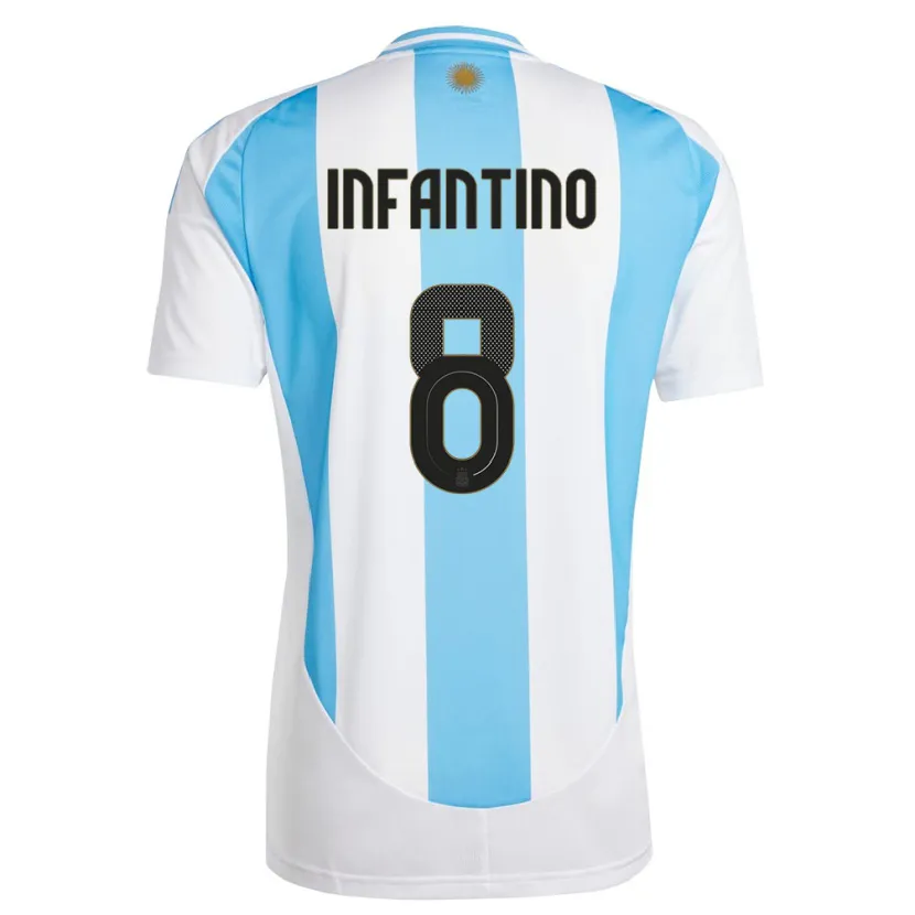 Danxen Kvinnor Argentina Gino Infantino #8 Vit Blå Hemmatröja Matchtröjor 24-26 Tröjor T-Tröja