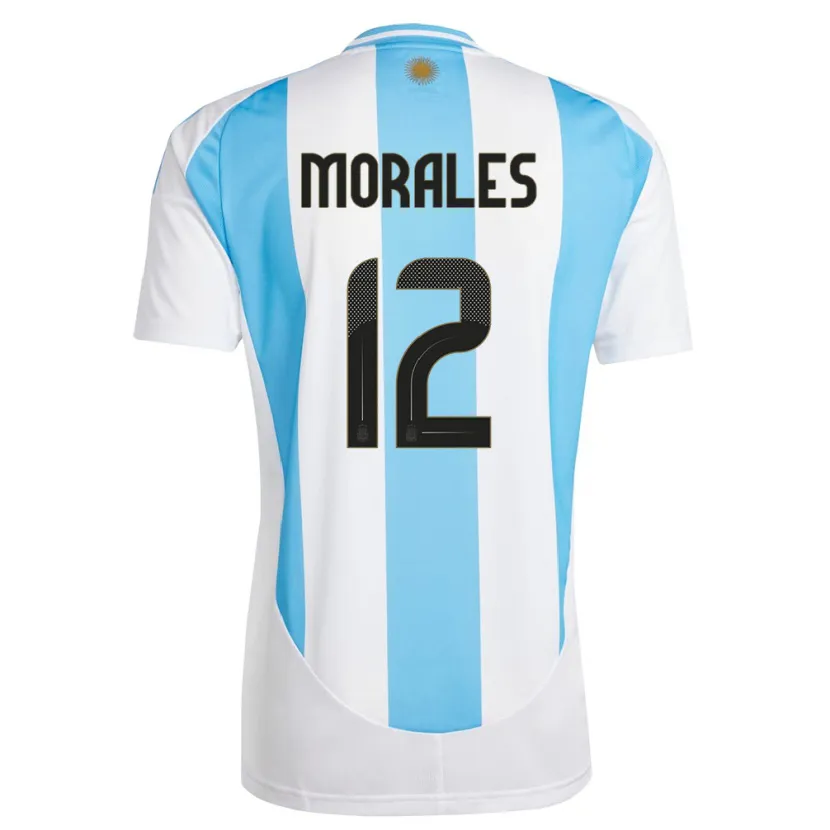 Danxen Kvinnor Argentina Lautaro Morales #12 Vit Blå Hemmatröja Matchtröjor 24-26 Tröjor T-Tröja