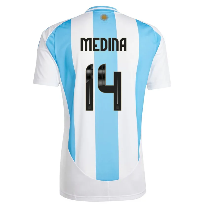 Danxen Kvinnor Argentina Facundo Medina #16 Vit Blå Hemmatröja Matchtröjor 24-26 Tröjor T-Tröja
